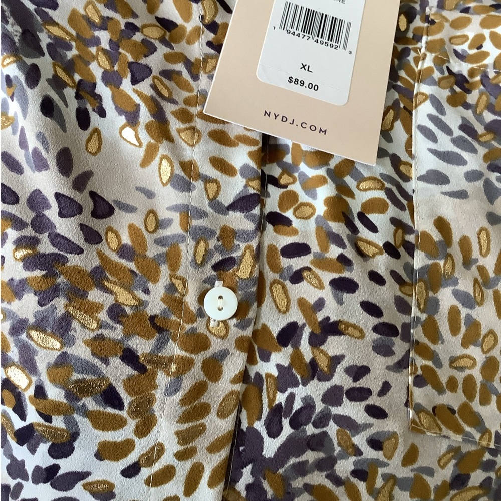 NYDJ Womens Gold Patterned Blouse